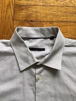 Elie Tahari Men's 17-34/35 Purple/White Micro-Checkered Dress Shirt,Cotton,Flaws - Image 1 of 4