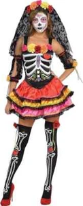 AMSCAN DAY OF THE DEAD SENORITA FANCY DRESS COSTUM Medium ( + free face paint ) - Picture 1 of 3