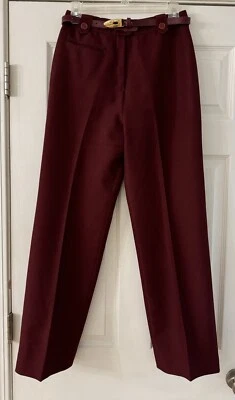 Pantalones Vintage Años 70 Borgoña Poliéster Cintura Alta Era Disco XS/S Foto 1 de 4