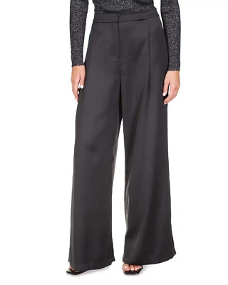 Pantalones de pierna ancha de satén para mujer Michael Kors $135, negros, talla 12 Foto 1 de 3