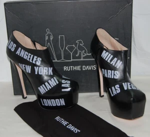 39/8.5❤️RUTHIE DAVIS MADE IN ITALY Leather High Heels Platform Ankle BOOTS - Imagen 1 de 14