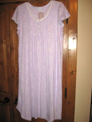 Camisola longa Miss Elaine Essentials mistura de algodão ~ Tamanho grande 1X ~ Novo com etiquetas - Imagem 1 de 4