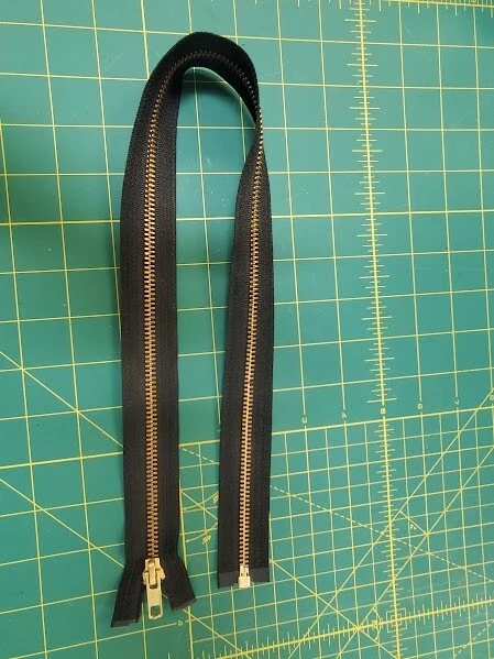 YKK 23.75"  Black w/ Brass Metal Zipper Open Ended Made in USA - Image 1 of 1