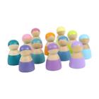 12 Pieces Rainbow Wood Peg Dolls for Toddlers for Office Home Decoration Table
