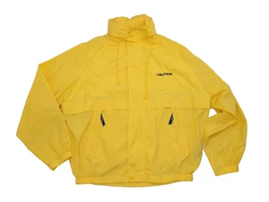NAUTICA XXL Jacket Vtg 90s Sailing Zip Yellow Rain Windbreaker Hood RaRe Mens - Picture 1 of 10