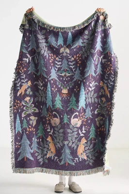 Manta tejida de algodón púrpura 54" x 72" Anthropologie Willa nueva con etiquetas Foto 1 de 3