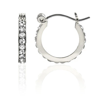 Forever 银色 16 毫米全环状耳环,奥地利水晶,手术钢 - E221S — 第 1/4 张图片