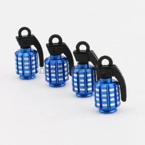 4 pcs Blue Crown Car Tire Valve caps Bike Wheel Tyre Valve Air Dust Cap Stem - Picture 1 of 4