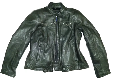 Triumph мотоцикла мотоциклиста кожаная куртка черный полный молнии женщин 2L украшенный - Изображение 1 из 4