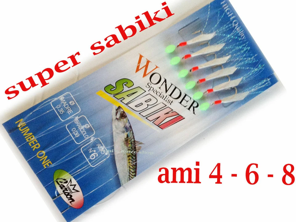 sabiki pesca artificiali mare traina sgombri occhiate esca con piume barca  - Immagine 1 di 1