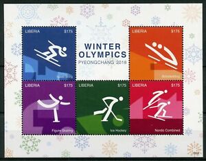 Liberia 2018 MNH Winter Olympics Stamps PyeongChang Ice Hockey Skiing 5v M/S III