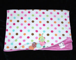 Taggies Caterpillar Baby Blanket Polka Dot Aqua Green Pink Brown 30x40" Lovey 