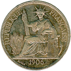 ☆ FRENCH INDOCHINE · 1906 A ☆ TRADE PIASTRE • SILVER .900 • KM#5a.3, 27 g ☆D0128 - Picture 1 of 4