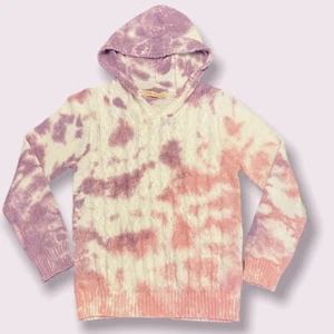 Love To Be Loved Girls Purple, Pink & White Tie Dye Knit Hoodie Sweater 16 NWT - Picture 1 of 8