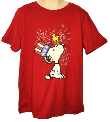 Camiseta Patriótica Peanuts YOUTH TALLA 7 Snoopy & Woodstock EE. UU., 4 de Julio, Nueva Con Etiquetas Foto 1 de 4