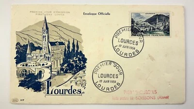 Lourdes 1954 FDC First Day Cover France Republique Francaise HH343 - Image 1 of 4