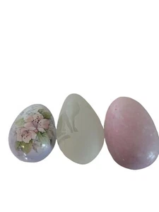 Vintage Set of 3 Collectible Ceramic & Glass Eggs - Picture 1 of 6