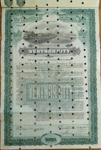 Ventnor City, NJ 1925 Water Front Bond Certificate-Boardwalk Vignette-New Jersey - Picture 1 of 1