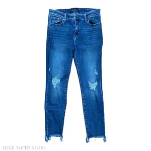Pantalones de mezclilla Lucky Brand azules desgastados rasgados tiro medio pierna ajustada talla 28-6 - Imagen 1 de 6