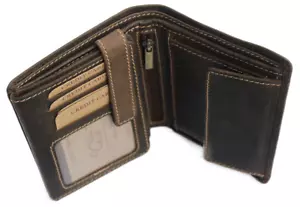 RFID/NFC Geldbörse Kombibörse Naturleder Brieftasche Portmonai Vollrindleder - Bild 1 von 5