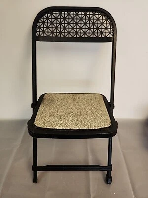 Silla Plegable Infantil Vintage Años 50 Metal Negro MCM Foto 1 de 4