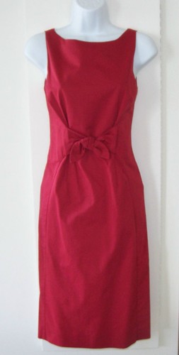 Abito MOSCHINO economico e chic rosso cotone cravatta vita 38 2