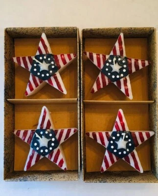 Red White Blue Patriotic Floating Star Candle - Set of Four New in Box Foto 1 de 4