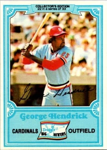1981 Topps Drake's Big Hitters Baseball #22 George Hendrick *neuwertig* - Bild 1 von 2