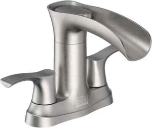 Gear Walker Official Modern Waterfall Spout Bathroom Sink Faucet - Double Handle - Picture 1 of 3