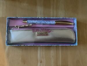 lilly pulitzer pouch (gold & pink), pen (surf blue) "soleil it on me" New in Box