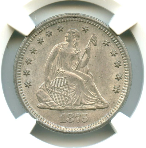 1875 Liberty Seated Quarter, NGC MS64 Cover