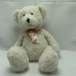 2000 Toys R Us Exclusive Animal Alley White Teddy Bear w/ Pink Polka Dot bow - Picture 1 of 8