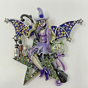 Kirks Folly Star Goddess  Witch Pin Broach Silver Tone Rhinestones NEW - Picture 1 of 13