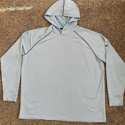 Footjoy Light Blue White Horizontal Stripe Long Sleeve Shirt Hoodie Men's XXL - Image 1 of 4