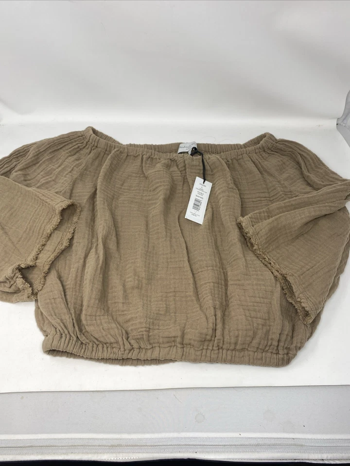 Michael Stars Double Gauze Convertible Top . Color Safari, Brown. Large. NWT - Image 1 of 4