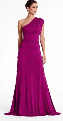 Nuevo con etiquetas Maxi Vestido Catherine Malandrino Púrpura Seda Elástico Un Hombro, Talla S Foto 1 de 4