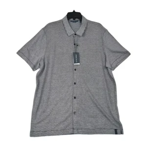 Perry Ellis Men's Shirt Size XL Linen Blend Button Up Black Gray Striped NWT 39 - Picture 1 of 9
