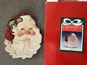 Fitz And Floyd Omnibus 3-D Santa Face Canape Snack Appetizer Plate 9.5” x 8” NOS - Picture 1 of 24