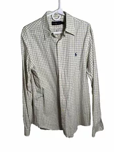 Ralph Lauren Classic Fit L/S Shirt Men’s Large White Yellow Blue Plaid Cotton - Picture 1 of 4