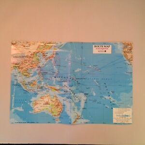 Vintage 1989 Continental Micronesia Airlines Color Actual Flight Path Route Map
