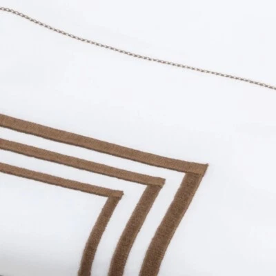 PRATESI 3 LÍNEAS KING HOJA PLANA SHAMS CUELLO ROLLO 5p JUEGO CHOCOLATE JAVA MARRÓN ITALIA Foto 1 de 4