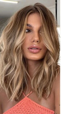 Peluca frontal de encaje 100 % cabello humano 13x4 marrón resaltado para mujer Foto 1 de 4