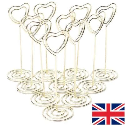 10x Heart Pattern Table Number Name Card Holder Party Memo Photo Stand Note Clip - Image 1 of 4