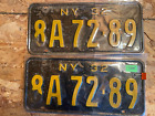 1932 Pair Of Ny License Plates: Schenectady 8A 72 89