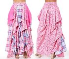 NEW TOV HOLY The Damsel's Pink Flower Plaid Flowing Maxi Skirt S M L XL MSRP 252