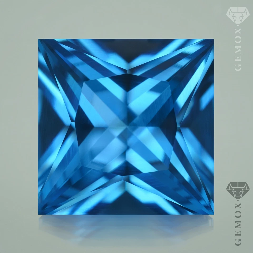 Spinel Loose Gemstone Square Princess Cut Lab-Grown Aquamarine Blue Stone EU - Image 1 of 4