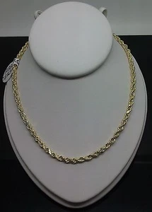 Real 10k Yellow Gold Rope Chain 24" 2.5 mm Necklace Diamond Cut Men Women 10kt - Picture 1 of 6