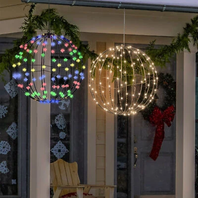 Christmas Foldable Metal Hanging Sphere Lights Outdoor Display Ball Lights - Image 1 of 4