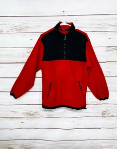 Prospirit Mens Fleece Jacket Size M Red & Black Front 1/2 Zip Zipped Pockets - Picture 1 of 6
