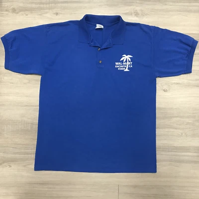 Camisa polo masculina Walmart grande azul manga curta #5886 uniforme de funcionário Encinitas - Imagem 1 de 2
